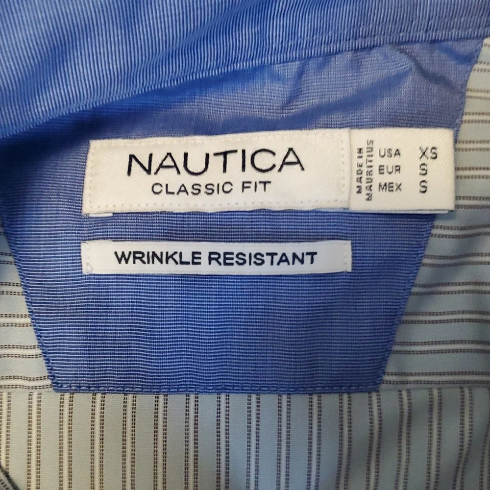NWT! Nautica classic fit striped long sleeve dress shirt - Picture 4 of 13